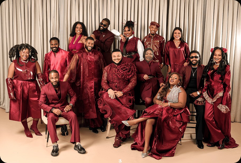 LOUD Urban Choir members in coordinated red styling